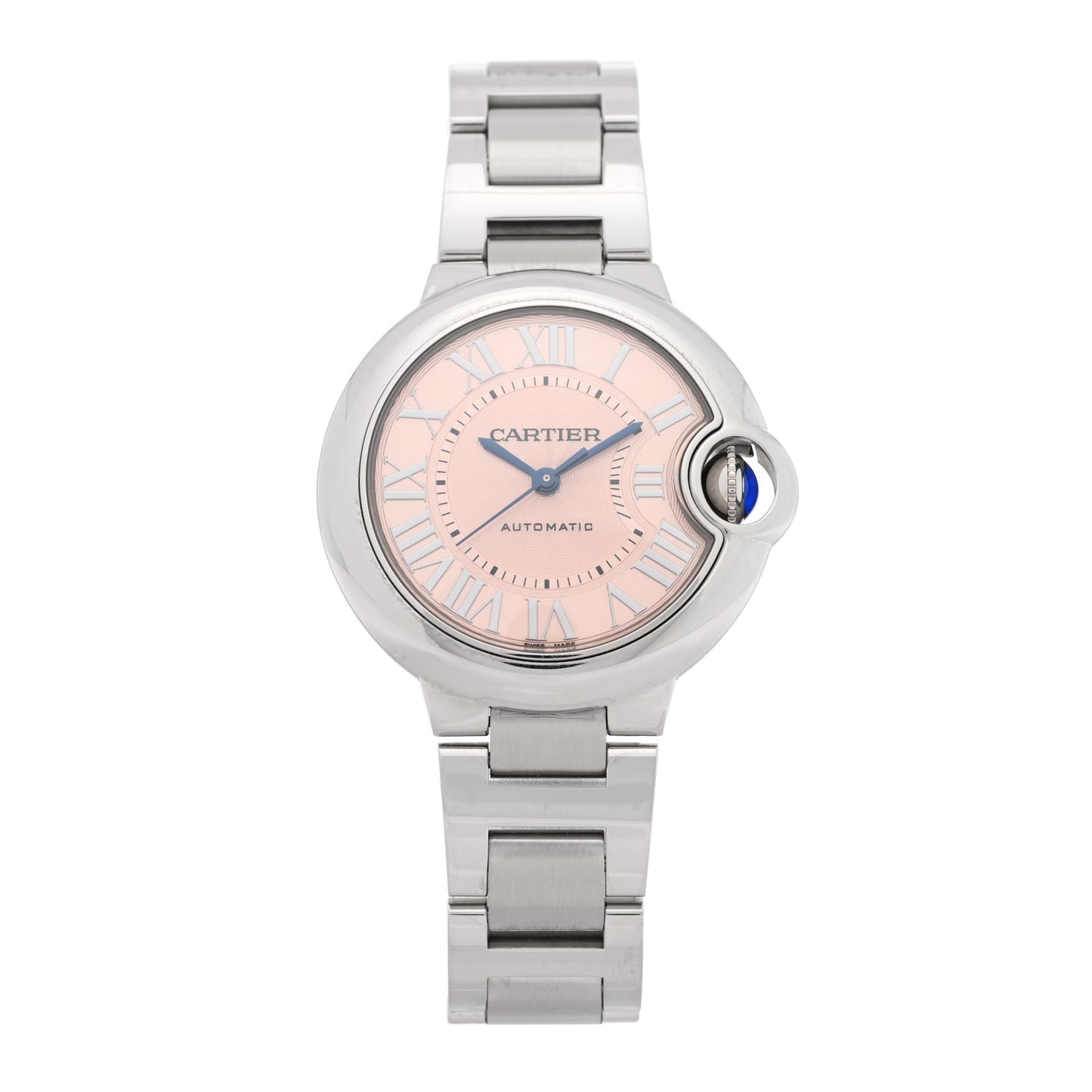 Stainless Steel 33mm Ballon Bleu De Cartier Automatic Watch Pink