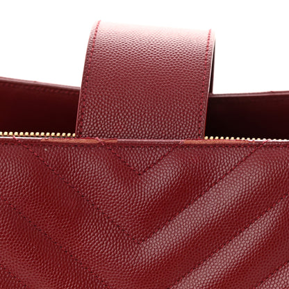 Saint Laurent Grain De Poudre Matelasse Chevron Monogram Shopping Bag Oxblood 13 of 14