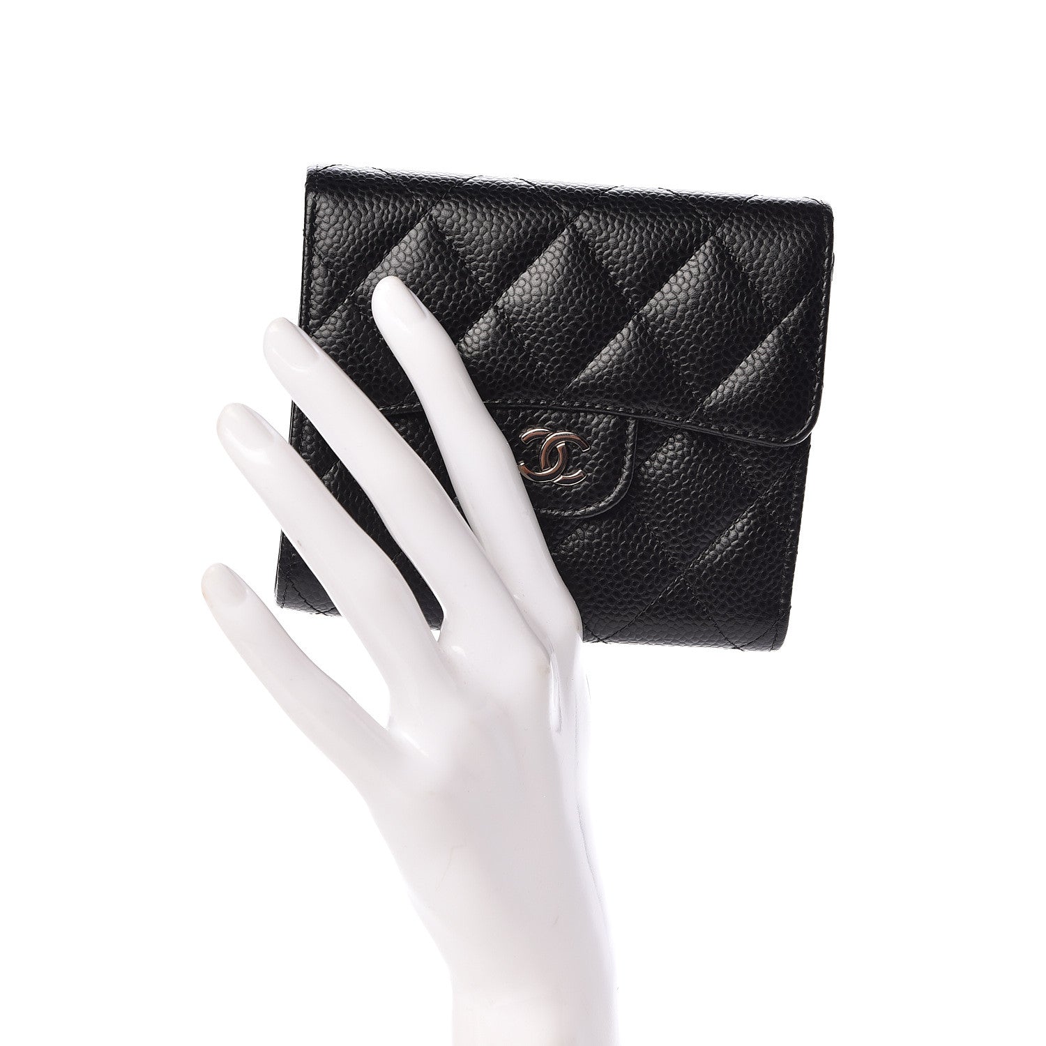Chanel Caviar Quilted Compact Flap Wallet Black 2 of 9