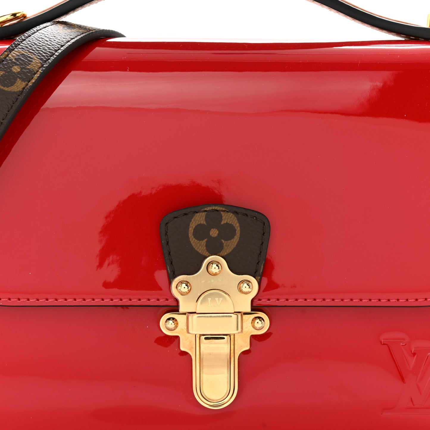 Patent Calfskin Monogram Cherrywood BB Scarlet