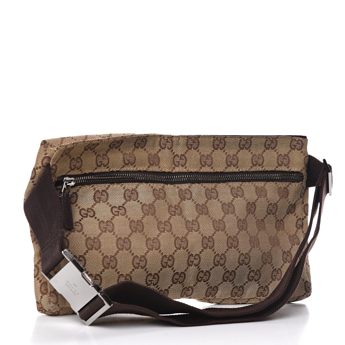 GG Monogram Double Pocket Belt Bag Dark Brown
