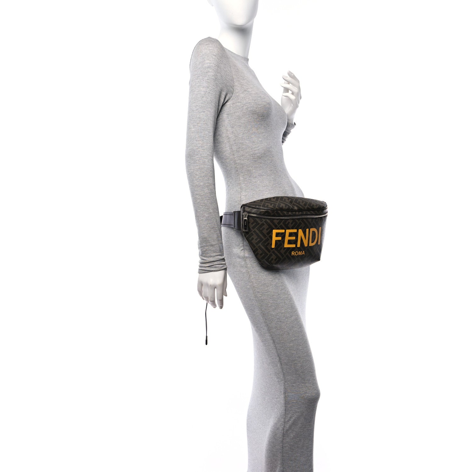 Fendi Shiny Glazed Fabric Vitello Cover FF 1974 Logo Belt Bag Tobacco Moro Giallo Ebano 2 of 11