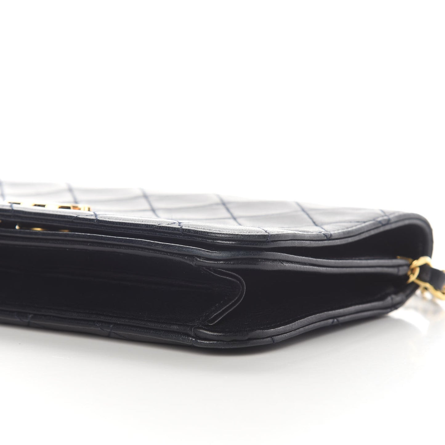 Lambskin Quilted Small Single Flap Bag Navy