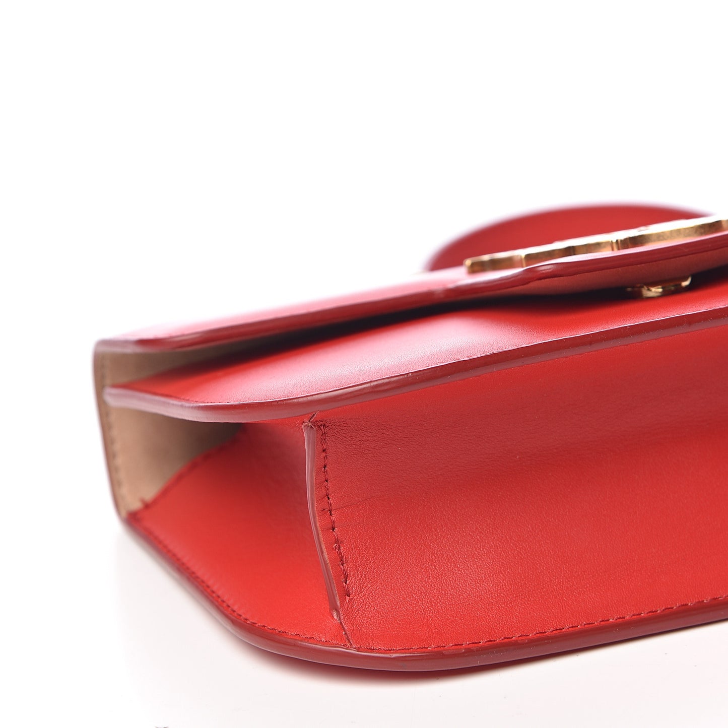 Calfskin Small Insignia Chain Flap Red