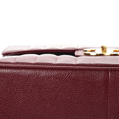 Chanel Caviar Vertical Quilt Jumbo Flap Dark Red 12 of 21