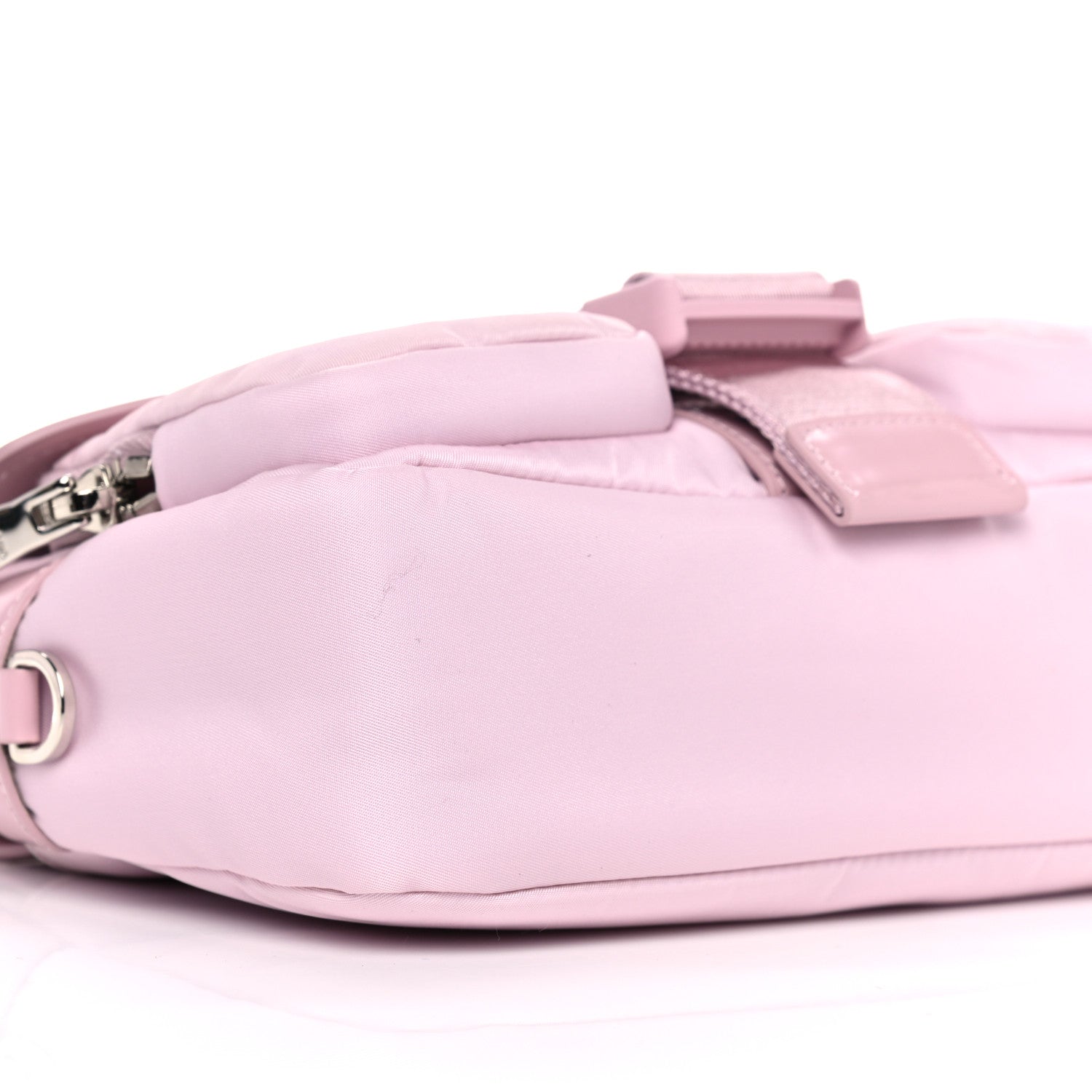 Prada Re-Nylon Spazzolato Double Pocket Buckle Shoulder Bag Alabastro 8 of 9