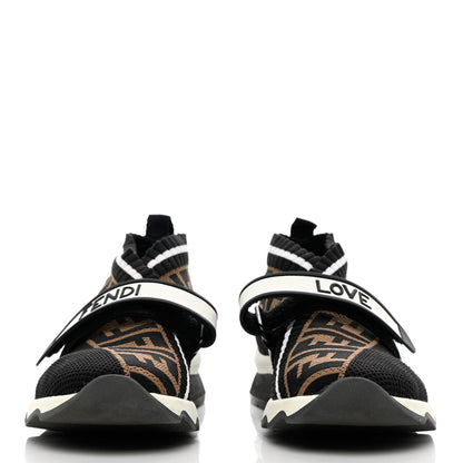 Fendi Stretch Yarn FF Stiff Band Rockoko Sneakers 38 Black White Tobacco 2 of 13