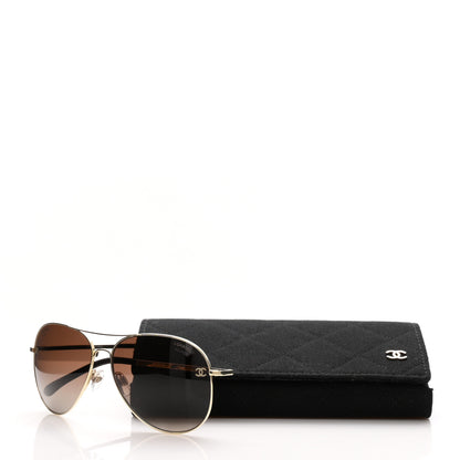 Chanel Aviator CC Sunglasses 4189-T-Q Gold 8 of 8