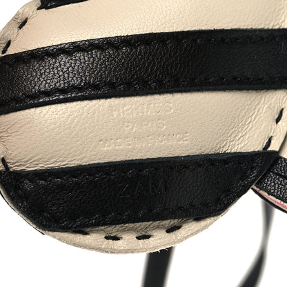 Hermes Milo Lambskin Geegee Savannah Bag Charm Craie Black Rose Mexico 3 of 4