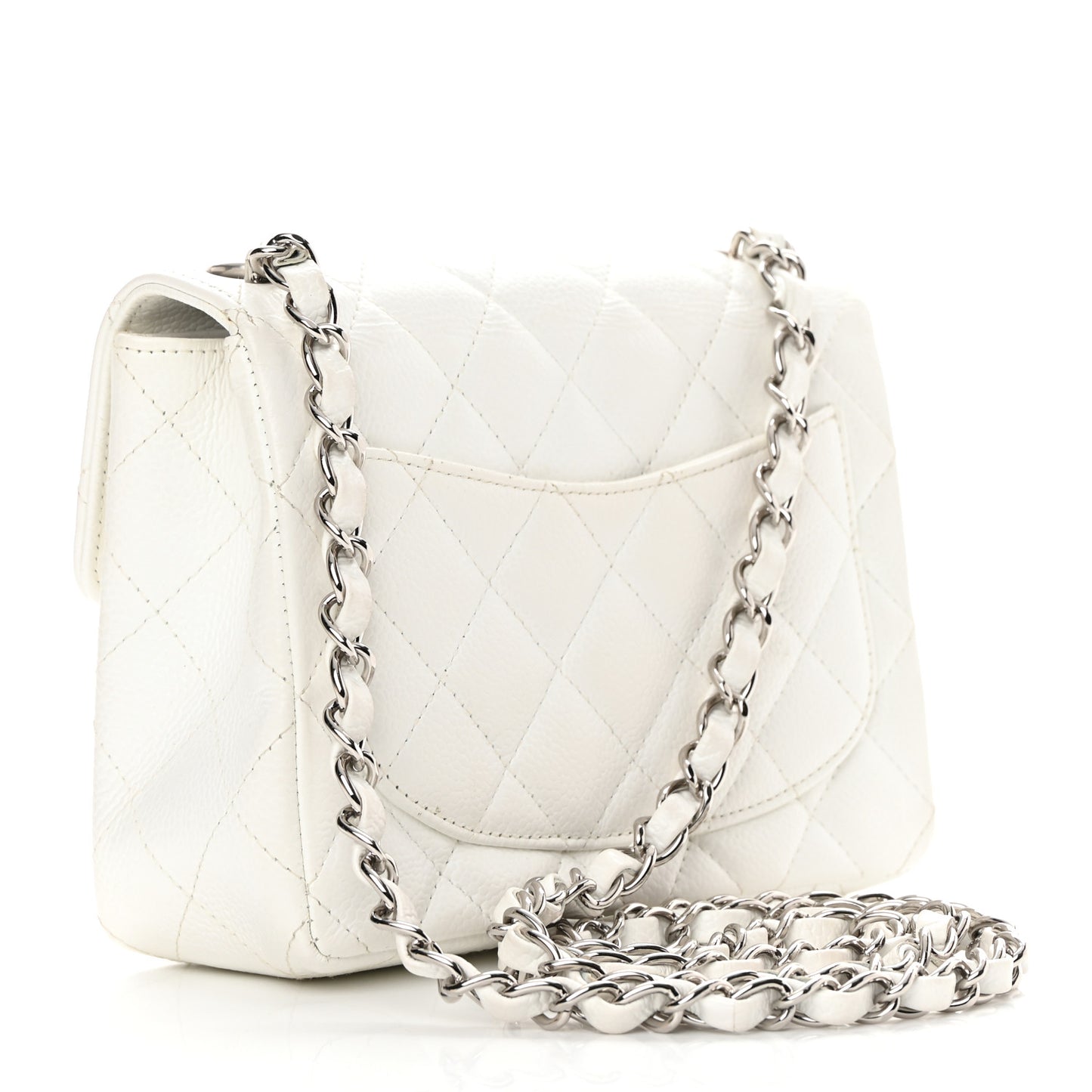Caviar Quilted Mini Square Flap White