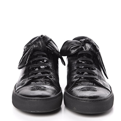 Chanel Crumpled Calfskin Womens CC Bow Sneakers 37 Black 2 of 9