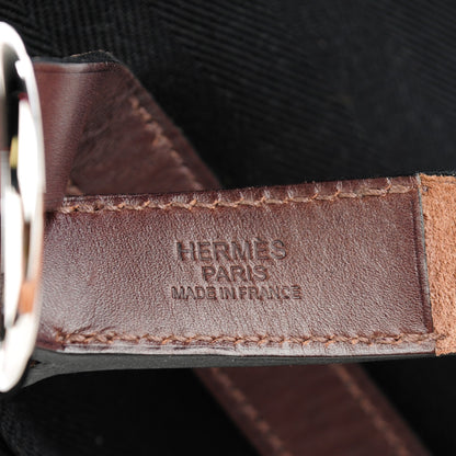 Hermes Natural Hunter Calfskin Toile Chevron Cabalicol Tote Black Ebene 7 of 9