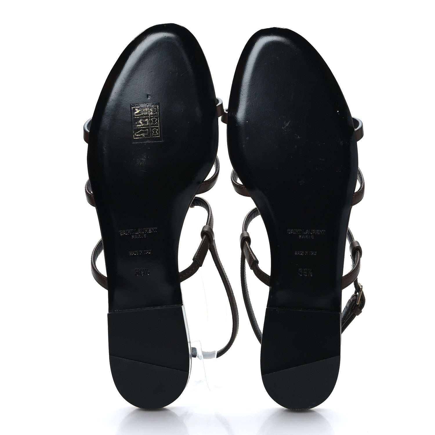 Saint Laurent Calfskin Cassandra Monogram Sandals 39.5 Moro 5 of 9