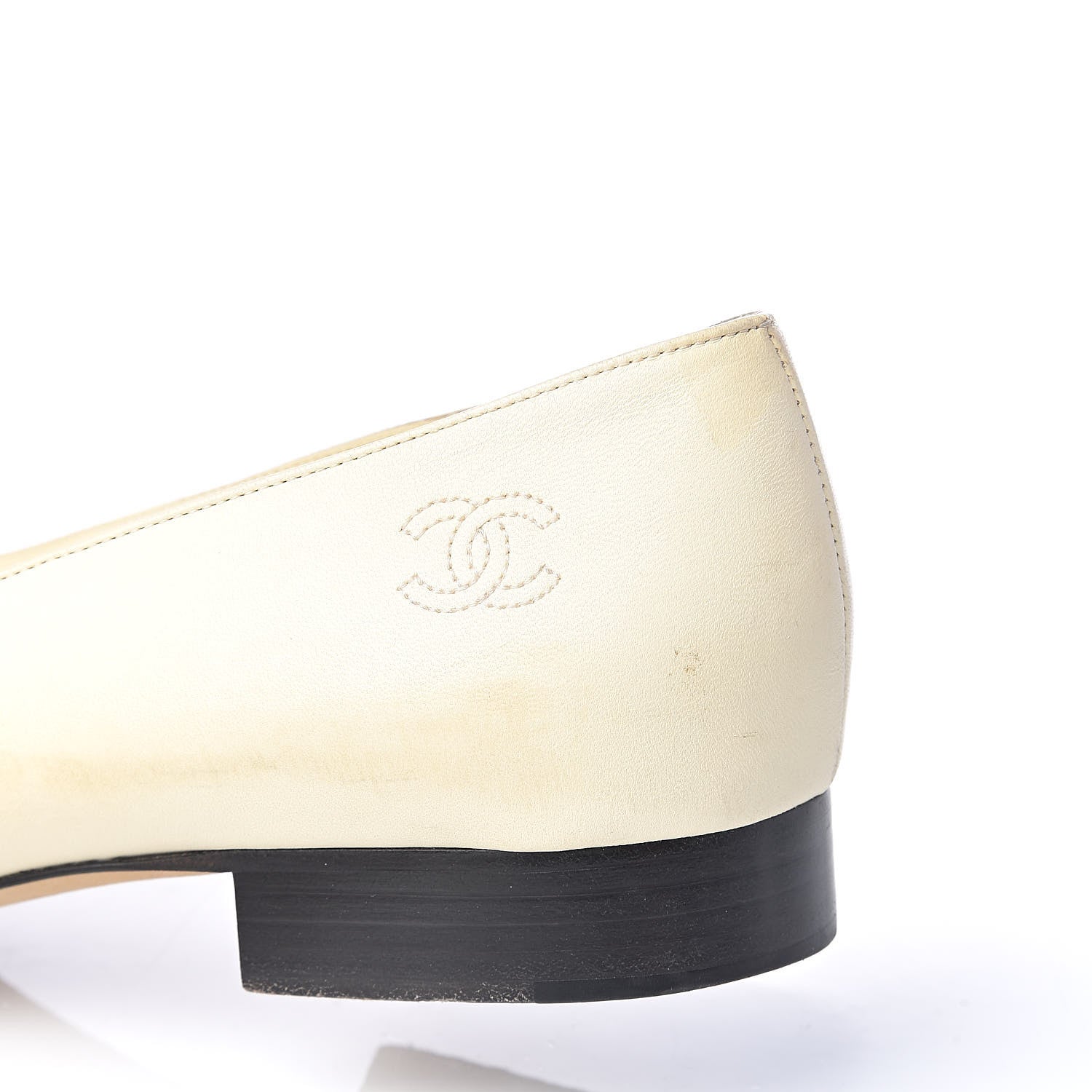 Chanel Lambskin Crystal CC Cap Toe Ballerina Flats 40.5 White Black 5 of 9