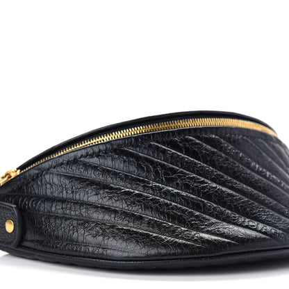 Balenciaga Shiny Goatskin Allover Logo Embossed XXS Souvenir Belt Bag Black 8 of 9