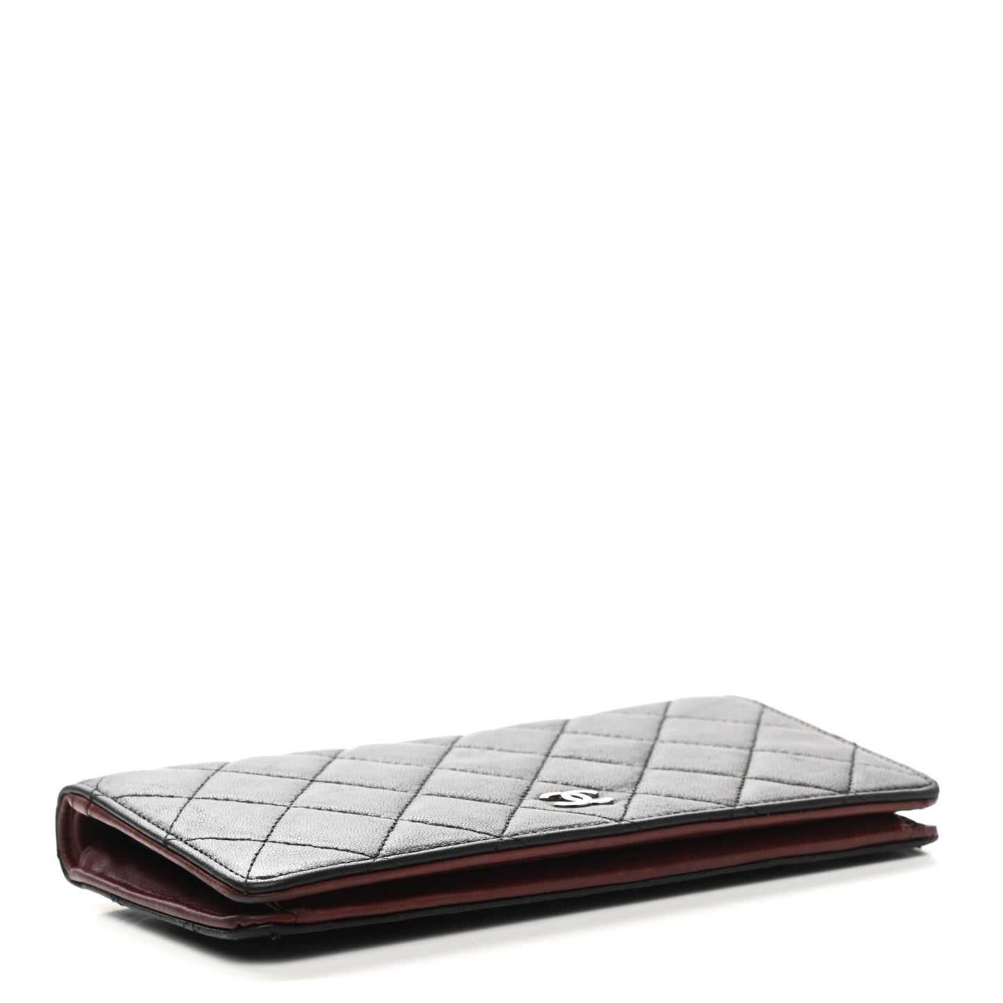 Lambskin Quilted Yen Wallet Black