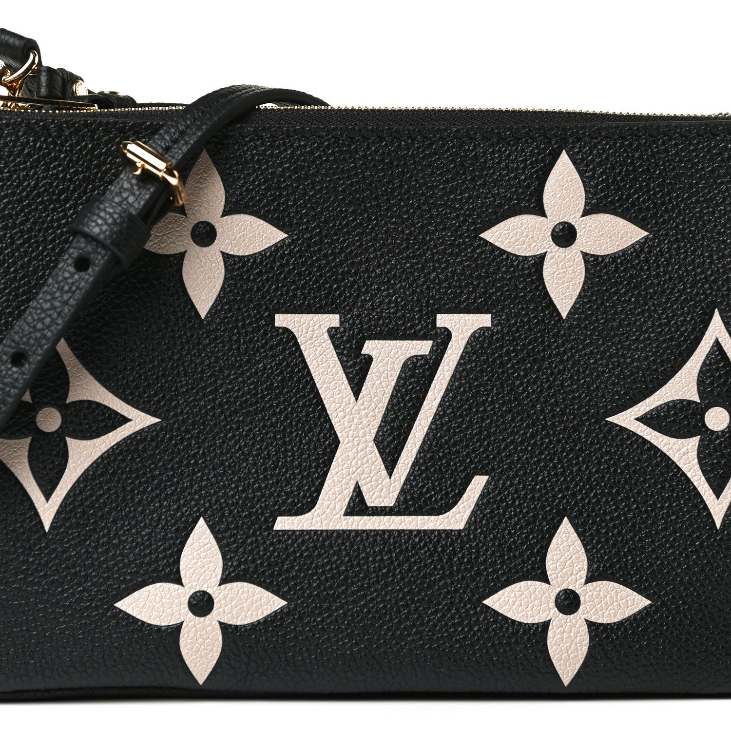 Louis Vuitton Empreinte Monogram Giant Double Zip Pochette Black Cream 10 of 11