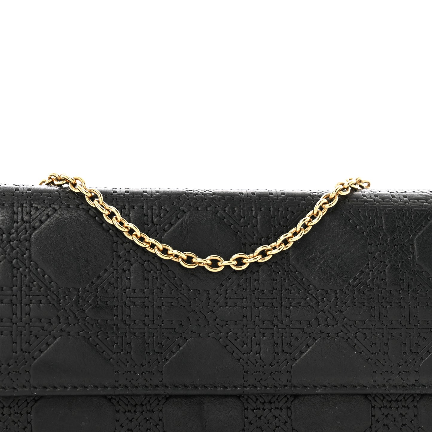 Lambskin Cannage Rendez-vous Chain Wallet Black