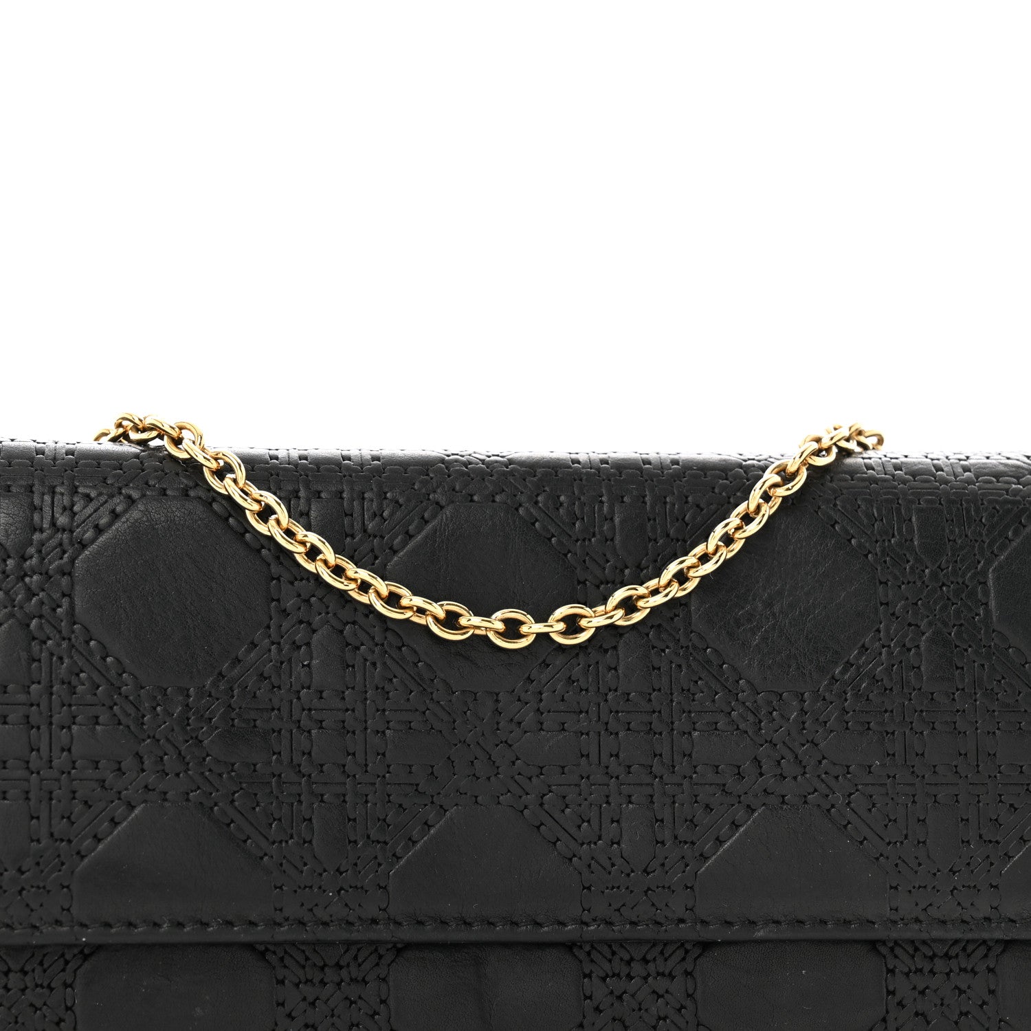Christian Dior Lambskin Cannage Rendez-vous Chain Wallet Black 8 of 13