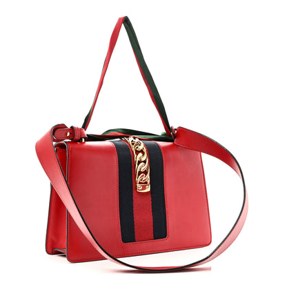 Gucci Calfskin Small Sylvie Shoulder Bag Hibiscus Red 3 of 10