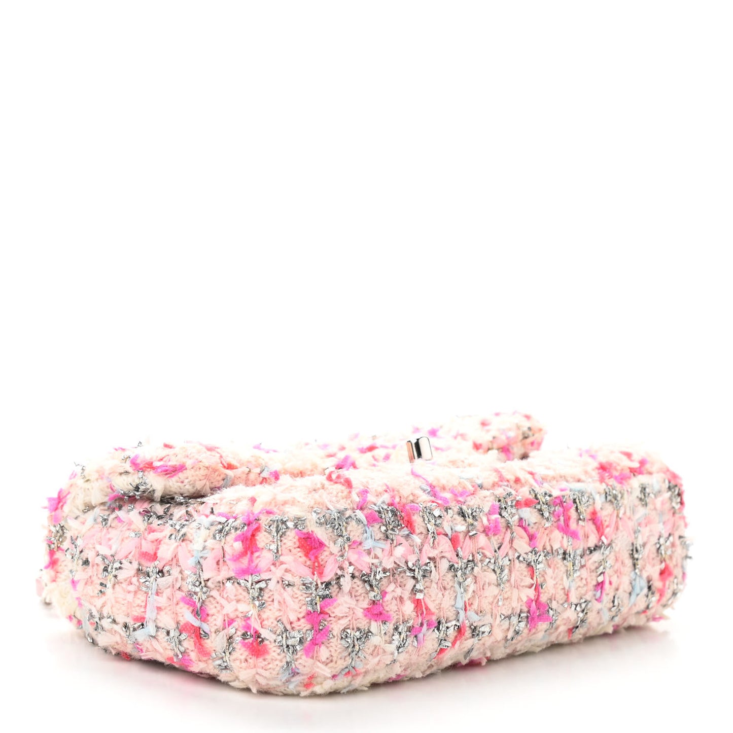 Tweed Quilted Mini Rectangular Flap Light Pink Silver Blue