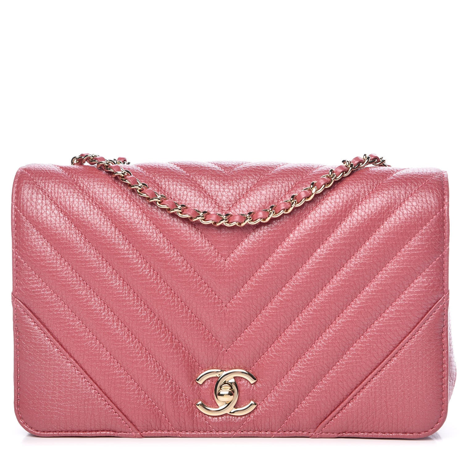 Chanel Calfskin Chevron Quilted Statement Flap Pink 1 of 9