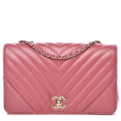 Chanel Calfskin Chevron Quilted Statement Flap Pink 1 of 9