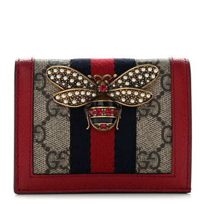 Gucci GG Supreme Monogram Queen Margaret Card Case Red 1 of 9