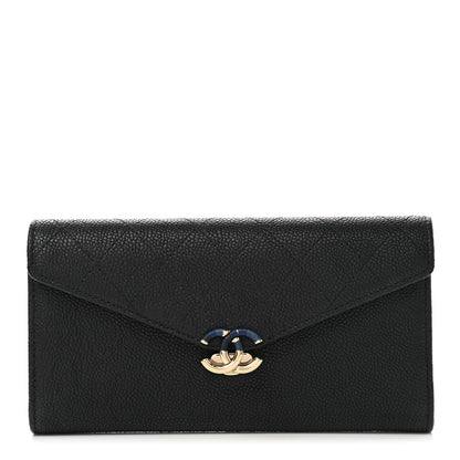 Chanel Caviar Quilted CC Box Gusset Flap Wallet Black 1 of 9