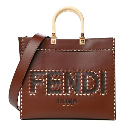 Fendi Vitello King Plexiglass Macro Stitchings Medium Fendi Sunshine Shopper Tote Praline 1 of 12