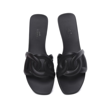 Hermes Rubber Aloha Sandals 40 Black 5 of 10