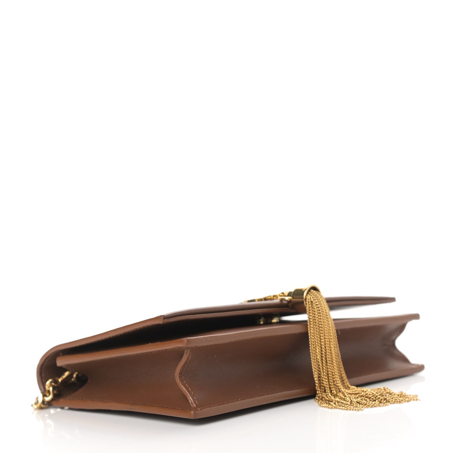 Saint Laurent Smooth Calfskin Classic Monogram Kate Tassel Chain Wallet Brown 4 of 13