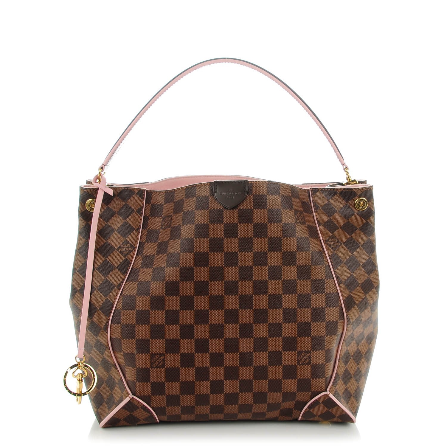 Louis Vuitton Damier Ebene Caissa Hobo Rose Ballerine 1 of 7