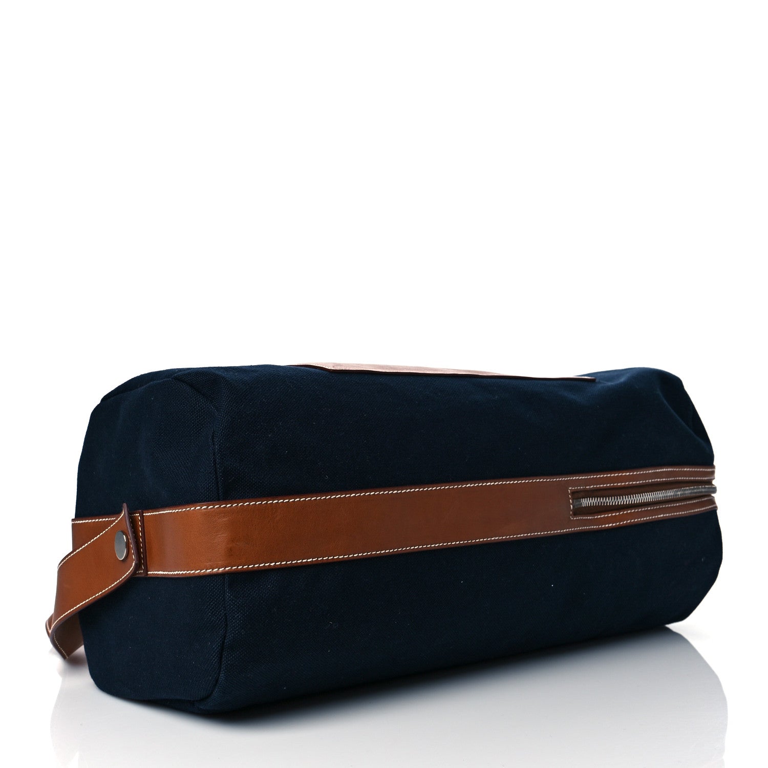 Hermes Toile Goeland Idro Calfskin Odyssee Terre Duffle Bag Bleu Marine Gold 4 of 10