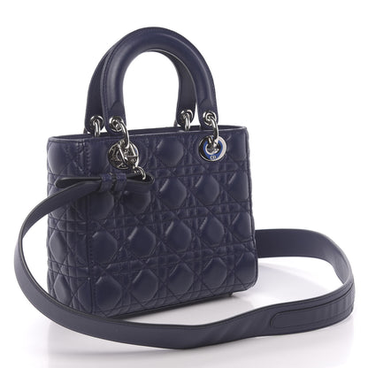 Christian Dior Lambskin Cannage Small Lucky Badges My Lady Dior Navy 3 of 9