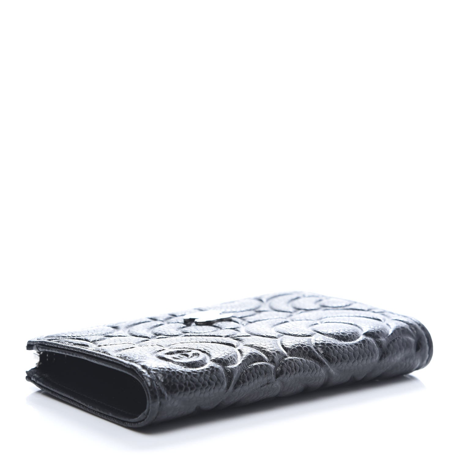 Chanel Caviar Camellia Embossed Key Holder Case Black 5 of 11