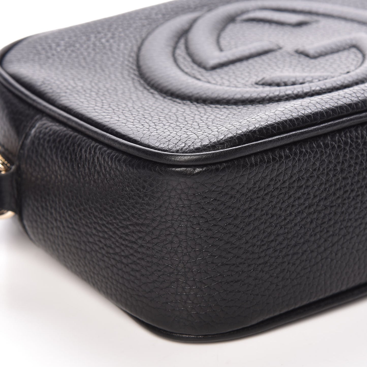 Pebbled Calfskin Small Soho Disco Bag Black