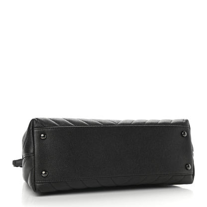 Chanel Caviar Chevron Quilted Small Coco Handle Flap So Black 4 of 9