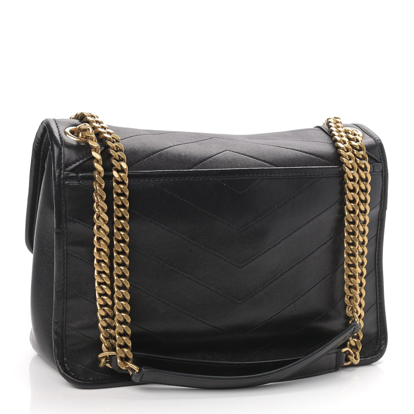 Lambskin Matelasse Monogram Medium Niki Chain Satchel Black