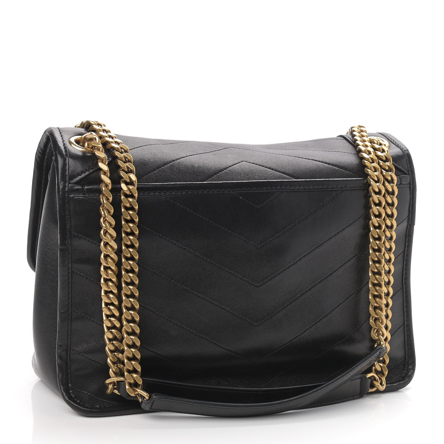 Saint Laurent Lambskin Matelasse Monogram Medium Niki Chain Satchel Black 3 of 9