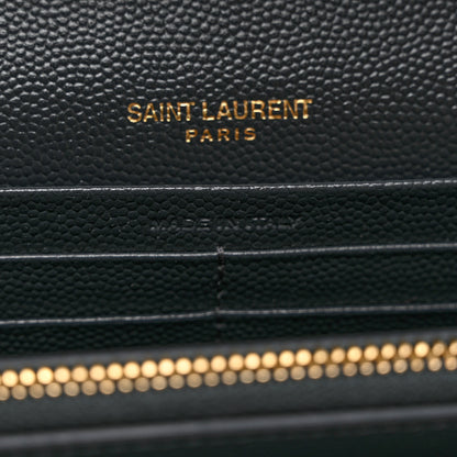 Saint Laurent Grain De Poudre Matelasse Chevron Monogram Chain Wallet Storm 5 of 7