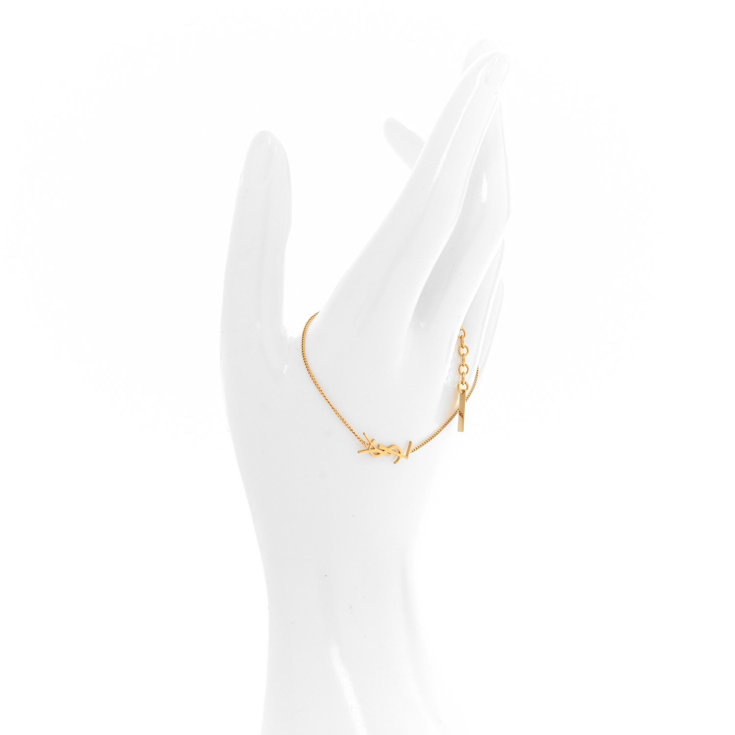 Saint Laurent Brass Monogram Charm Bracelet Gold 2 of 4