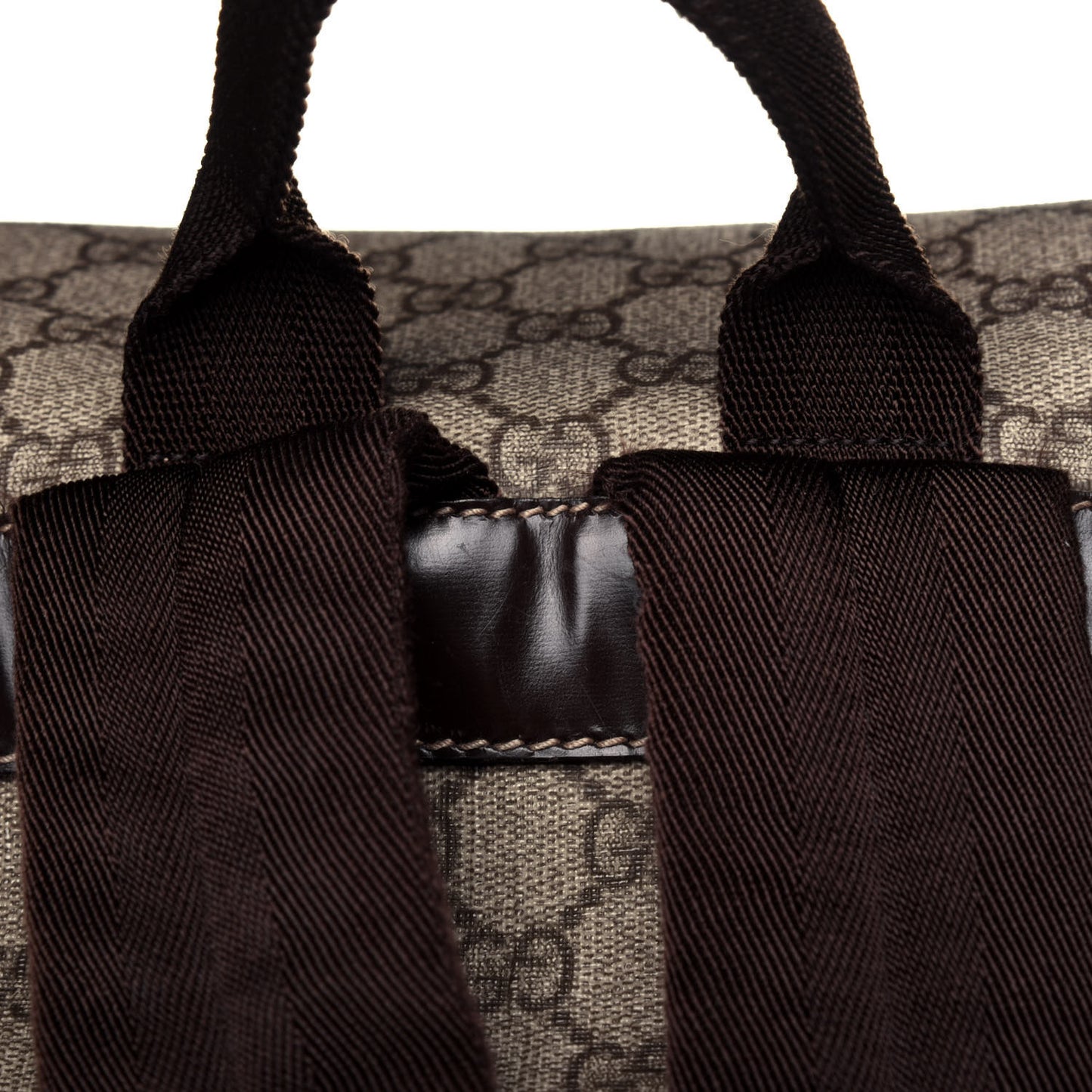 GG Supreme Monogram Large Interlocking G Double Buckle Backpack Dark Brown