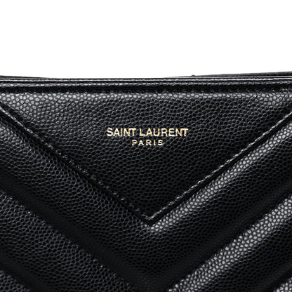 Saint Laurent Grain De Poudre Matelasse Chevron Medium Tribeca Shopping Bag Black 10 of 11