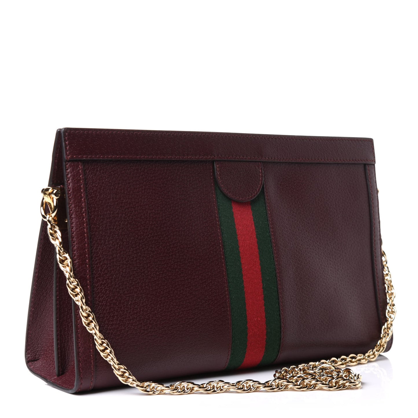 Textured Calfskin Web Medium Ophidia Chain Shoulder Bag Vintage Bordeaux