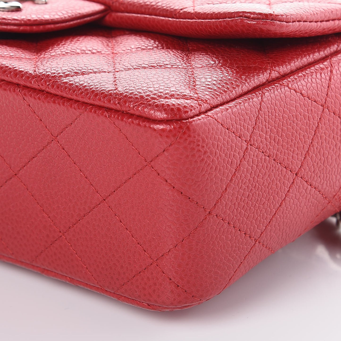 Caviar Quilted Mini Rectangular Flap Red