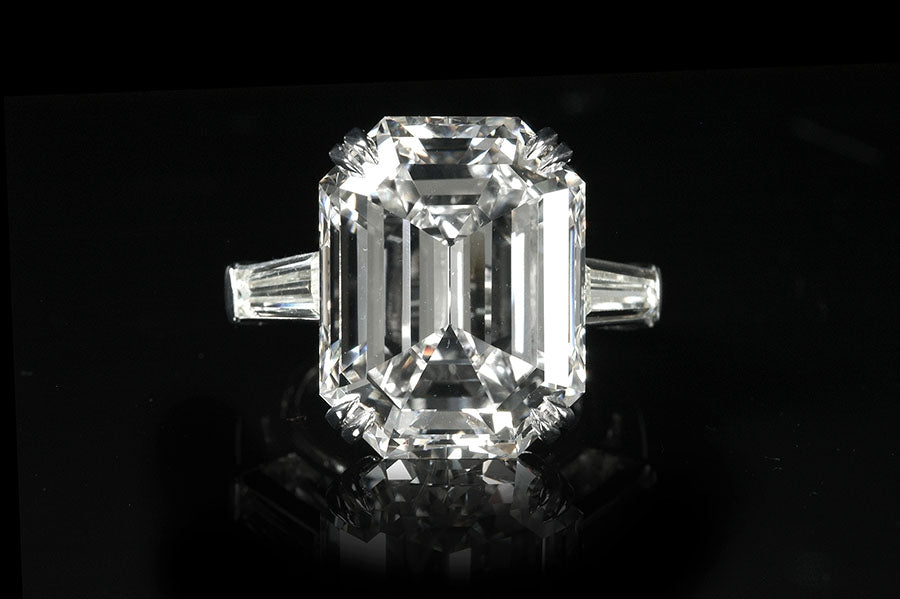 16.26 Carat Emerald Cut Diamond and Platinum Ring
