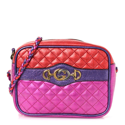 Gucci Laminated Nappa Trapuntata Mini Zumi Shoulder Bag Rosso Fuxia Bizantin 1 of 11