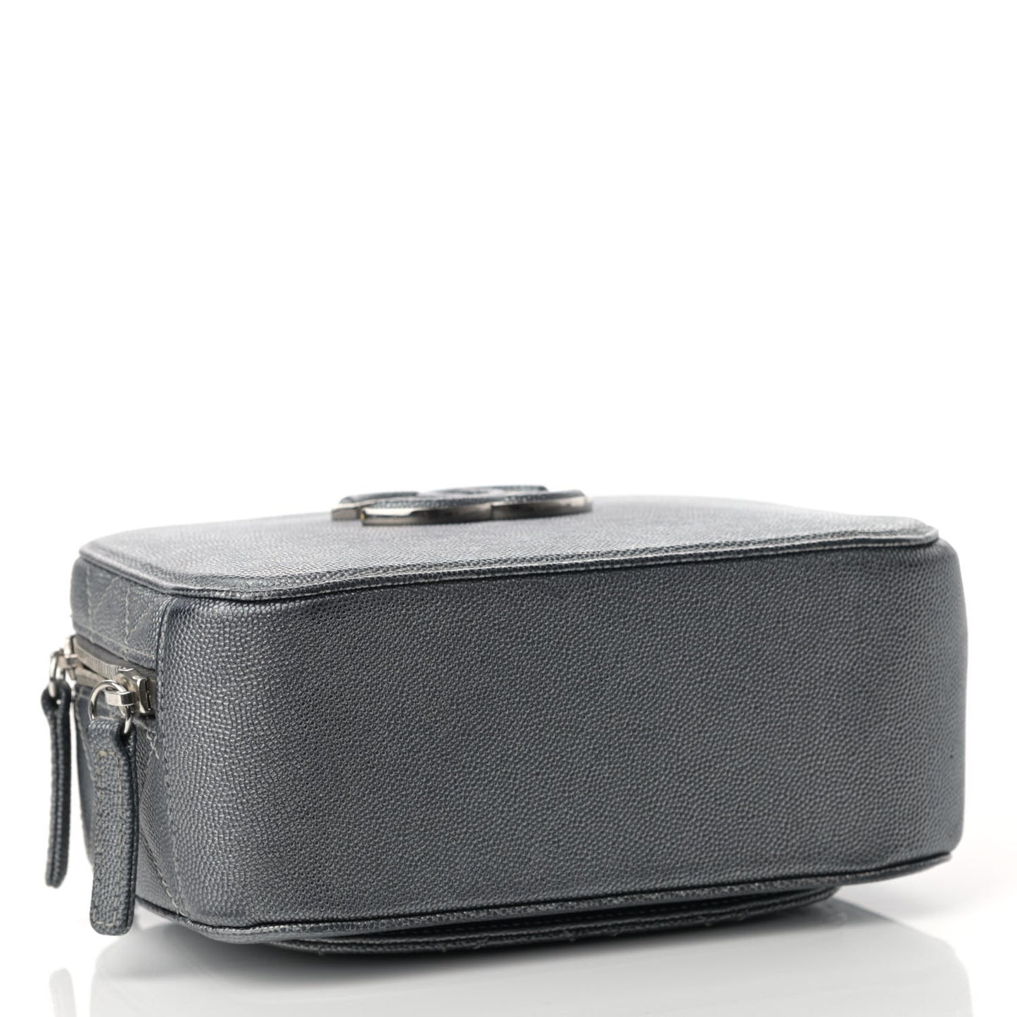 Metallic Caviar Small Coco Curve Vanity Bag Black Ruthenium Navy Blue Silver