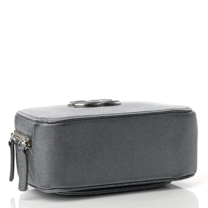 Chanel Metallic Caviar Small Coco Curve Vanity Bag Black Ruthenium Navy Blue Silver 4 of 11